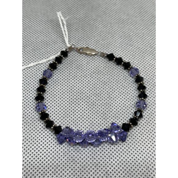 Alexandrite & Jet Black Candy - Handcrafted Austrian Crystal Beads Bracelet - Picture 3 of 5
